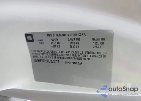 2008 Buick Lucerne Cx from USA, damaged, VIN 1G4HP57208U202971